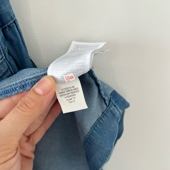 NWT Gap chambray wrap dress midi light blue denim xsmall petite lightweight XS P - Picture 11 of 12